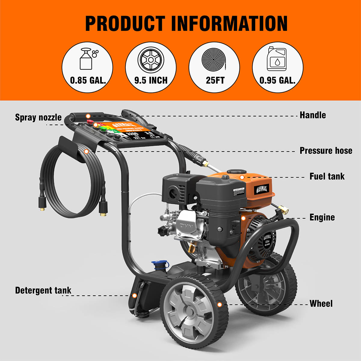 GMGPW3200-B 3200 PSI Gas Pressure Washer
