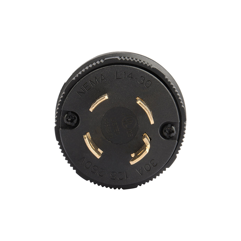 GENMAX NEMA L14-30P Locking Plug Connector for Generator, Twist Lock Male Plug, 30 Amp, 125/250 Volt ,3 Pole, 4 Wire Grounding, Industrial Grade Heavy Duty, UL Listed, 66470-BK, Black (Pack of 1)