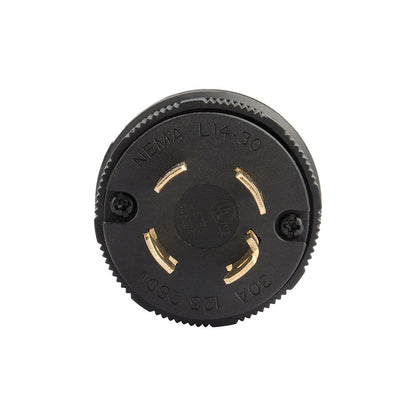 GENMAX NEMA L14-30P Locking Plug Connector for Generator, Twist Lock Male Plug, 30 Amp, 125/250 Volt ,3 Pole, 4 Wire Grounding, Industrial Grade Heavy Duty, UL Listed, 66470-BK, Black (Pack of 1)