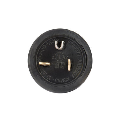 GENMAX NEMA 6-20P Straight Blade Replacement Plug Connector, Male Extension Cord Ends, 20 Amp, 250 Volt, 2 Pole, 3 Wire Grounding, Industrial Grade, Heavy Duty, UL Listed, Black (Pack of 1)