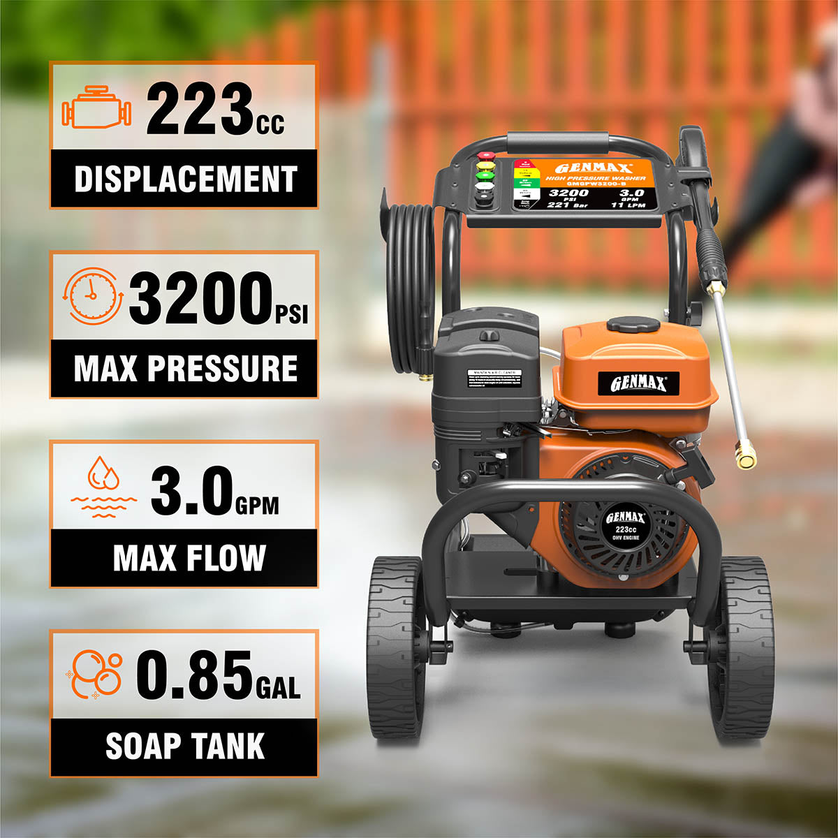 GMGPW3200-B 3200 PSI Gas Pressure Washer