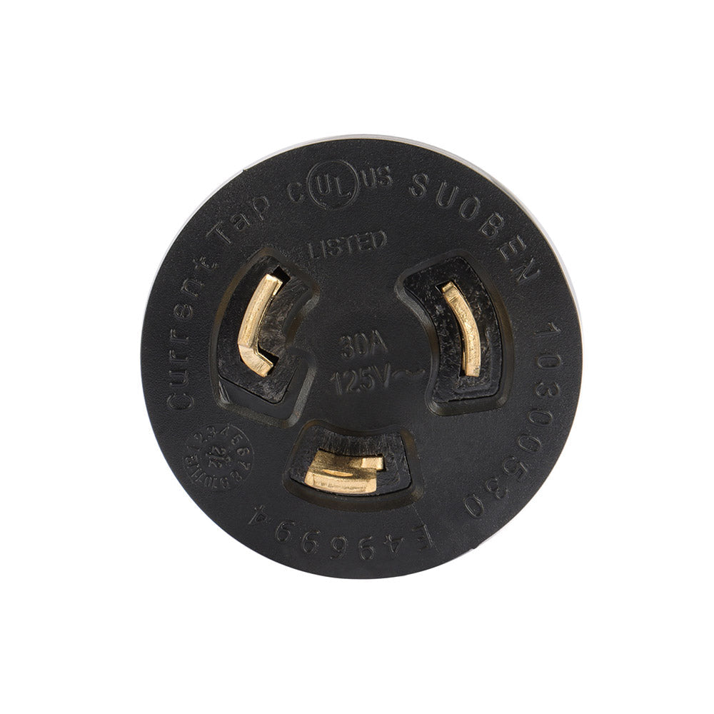 GENMAX Inverter Generator RV Power Adapter L5-30P Male to TT-30R Female 125 VAC 30 Amp - Electrical Cord Plug Converter (Black Rubber) (L5-30P to TT-30R) UL Listed